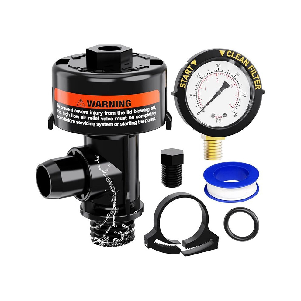 Manual Air Relief Valve For Pool And Spa Filters With Pressure Gauge, Pool Filter Air Relief Valve Kit 4712123778938