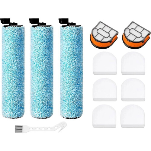 AW261 Replacement Roller Filter Kit for  HydroVac MessMaster Wet Dry Vacuums, 3 Brush Rollers, Filters & Tool 1