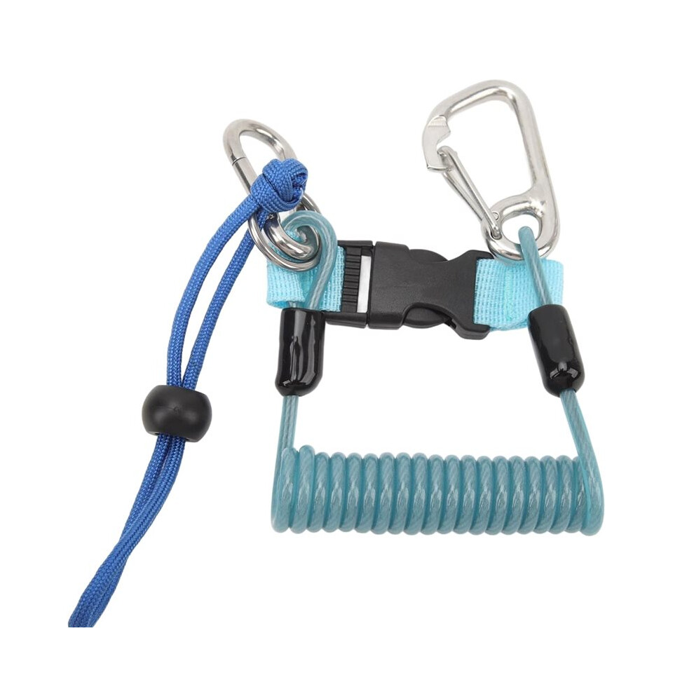 Diving Camera Spring Rope, Stainless Steel Diving Anti Lost Hook Spring Rope Coiled Lanyard For Diving Outdoor Climbing 4712591314904