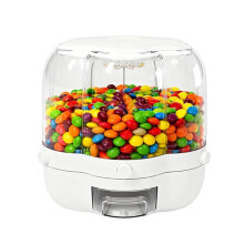 Obrotowy Dozownik Słodyczy, Obrotowy Dozownik Zboża 360 z 6 Kratkami, do Słodyczy, Owsianki i Płatków Śniadaniowych (Biały 6,5 Kg)