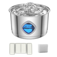 Pet Water Fountain, 2.8L Automatic Water Feeder, Flower Fountain with Diamond-Shaped Window Decoration. US Plug
