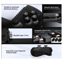 Stretchable Handle for X5 Lite Mobile Game Controller,Adjustable Type-C Gaming Grip for IOS Android Phones Gray