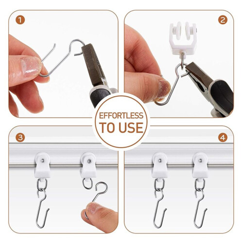 120 Pcs Curtain Track Sets Ceiling Mount Curtain Track Hooks and Rollers Metal Shower S Hooks Straight Curved Rollers 2