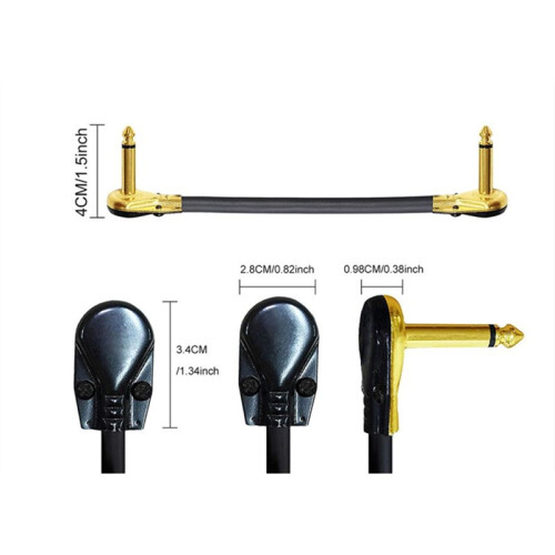 3PCS Guitar Patch Cables Right Angle 30CM Guitar Cable for Guitar Effect Pedals Electric Guitar Effect Connector Cable A