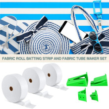 Fabric Roll Batting Strips with Tube Maker, 3 Rolls 150 Yards Total, 2 1/2 Inch Cotton Blend Quilt Batting for Rugs, DIY