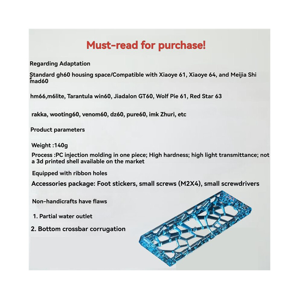 Pc Gh60 Hole Hollow Keyboard Shell For Mad60/Aula Win60 Wooting60 Mechanical Keyboard Shell A 4711640918889
