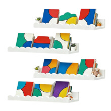 4PCS Book Shelves, Floating Book Shelves, Wall Bookshelf for Bedroom, Scalloped Book Shelf Kids Wall Decor