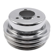 Chrome Steel Triple Water Pump Pulley SBF Small Block for 260 289 Mustang 1965-1966 1 Crank Pulley