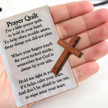 25pcs Prayer Quilt Text Panel with Wooden ,Faith-Inspired, Pre-Printed Fabric for DIY and Religious Keepsakes
