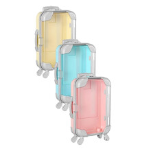3 Pcs Plastic Suitcase False Eyelashes Tray Luggage Trolley Candy Box Clear Suitcase Packaging Case Party Favor Box