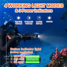 Scuba Dive Light Diving Flashlight , Waterproof Rechargeable 21700 Battery Underwater Torch for Scuba Diving, Snorkeling
