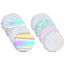 200 Stuks Badgebeschermfolie 44 mm (1,77 Inch), 8 Stijlen Holografische Glitter, Badgefolie voor 1,25 Inch (32 mm) Buttons