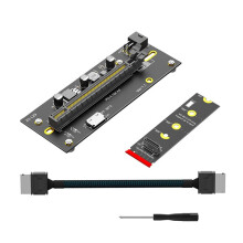 M.2 NVME M-Key 2280 Till PCIE4.0 X16 Riser 6-Pins Nätaggregat med Oculink SFF-8612/8611 Förlängningskabel