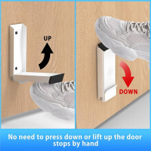Batente de Porta Resistente com Acionamento Por Chute, Suporte de Porta de Chão em Aço Inoxidável para Apartamento, Cozinha, Lavanderia, Branco