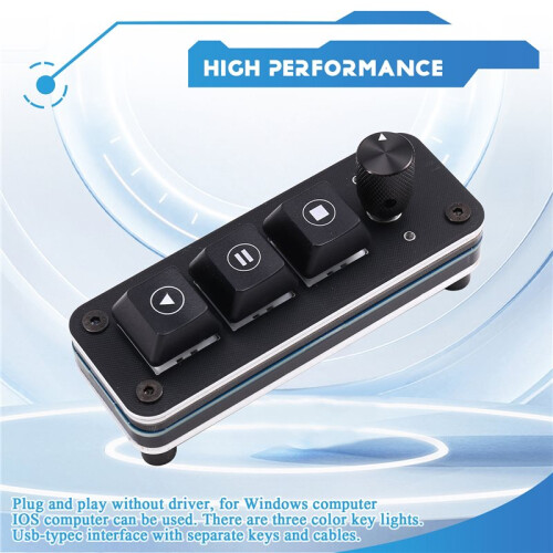 Media Controller QLAB Keyboard Professional Performance 3-Key Knob Drive Free Music Player Controller USB Type-C 2