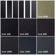 3.5x1inch Sandpaper with Hook and Sanding Block 71 Pcs Assorted 400/600/800/1000/1500/2000/3000 Grits for Polishing