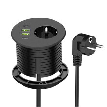 Built-in Office Socket French Standard Recessed Desk Socket with Type-C Hidden Electric Plug Pops  Outlet EU Plug