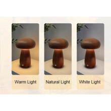 Wooden Mushrooms Night Light Touch Bedside Table Lamp Walnut Beech Wood Warm Dimmable Desk Light USB Chargeable