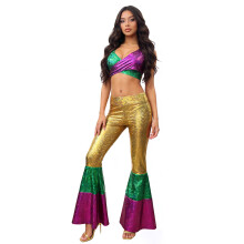 (tops pants) Shiny Retro Disco Outfit for Party