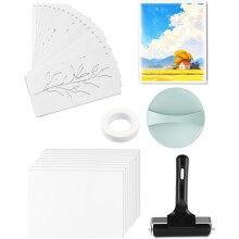 5 X 7 Inch Gel Printing Plate Kit, Gel Plate Set with Brayer Roller, Plant Stencils & A5 Cardstock Paper,for Mixed Media