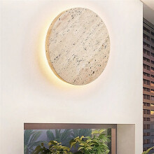 Outdoor LED Wall Light Waterproof Yellow Travertine Stone for Garden Villa Fence 30CM
