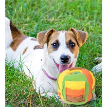 Interactieve Kauwbal voor Honden, Robuust Puzzelspeelgoed met Verborgen Snoepjes en Geluid voor Honden Die Graag Kauwen.