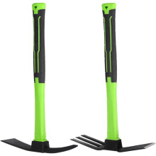 2pcs Garden Hoe and Cultivator Hand Rake Set Carbon Steel Mattock with Non-Slip Handle for Digging and Weeding