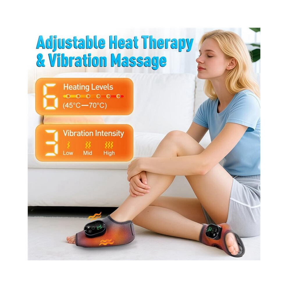 Ankle and Foot Massager for Pain Relief, Ankle Heating Pad with Massage, 6 Heat Levels & 3 Massage Modes with Timer