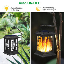 Upgraded Solar Flickering Flames Hanging Light Solar Powered Lantern Waterproof Garden Ornaments for Yard Pathway Patio