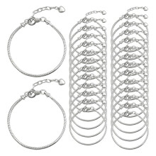 27 Pcs Adjustable Snake Charm Bracelet Chain Kit with Heart Extender for DIY Jewelry