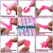 600 Blossom Origami Star Paper Strips, Double-Sided with 12 Sakura Patterns for Crafts