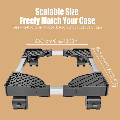 Adjustable Mobile CPU Stand with Lockable Wheels, Under Desk PC Tower Holder for Home Office 1