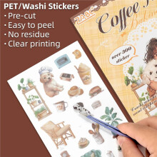 Afternoon Tea Series Scrapbooking Sticker Set, 20 Sheets PET Stickers for Junk Journaling