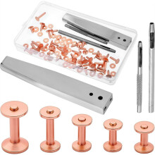 103 PCS Copper Rivets and Burrs, Leather Rivets Fastener Install Setting Tool, Copper Rivet and Burr Washers for Leather