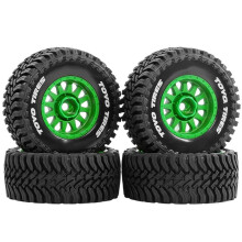 4pcs 68mm Beadlock Wheel & Tire Set for for 1/14 1/16 1/18 RC Truck Arrma Granite Mojave Typhon Grom Green