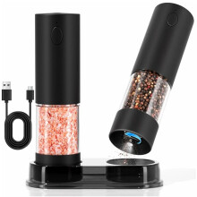 Ensemble Moulin à Sel et à Poivre Électrique Rechargeable par USB, Moulins à Poivre et à Sel Automatiques, Finesse de Mouture Réglable