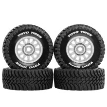 4pcs 68mm Beadlock Wheel & Tire Set for for 1/14 1/16 1/18 RC Truck Arrma Granite Mojave Typhon Grom White