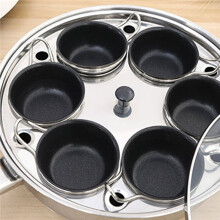 Egg Poacher Pan Stainless Steel Egg Steamer Universal Induction Cooktop Egg Steamer Frying Pan for Breakfast Steamed Egg