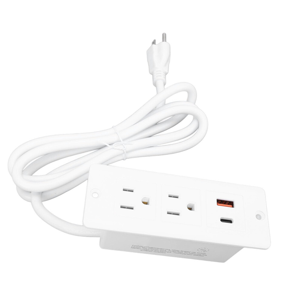 Recessed Power Strip With Usb C And Usb A, Fast Charging White Desktop Outlet For Home Office 9455672284592