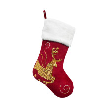 Calze di Natale, regali personalizzati per la famiglia con motivi di fiocchi di neve e renne con paillettes, decorazioni da appendere in velluto