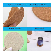 Paquete de 80 Posavasos de Corcho para Bebidas, Posavasos de Bar, Platillos Reutilizables Resistentes Al Calor Absorbentes para Bebida, Vasos de Vino,