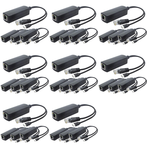 32-Pack 5V PoE Splitter, 48V to 5V 2.4A Adapter with Micro-USB Plug, for IP Camera,Tablets,for Raspberry Pi and More 1