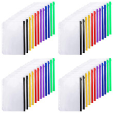 48PCS Binder Pockets A5 Size 6 Holes Zipper Binder Pouch Folders for 6-Ring Notebook Binder Loose Leaf Bags