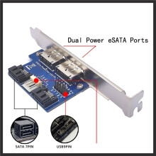 2X Desktop Computer Dual Port to Power ESATA ESATAp 9Pin to USB 2.0 Converter Expansion Rear Bracket Card