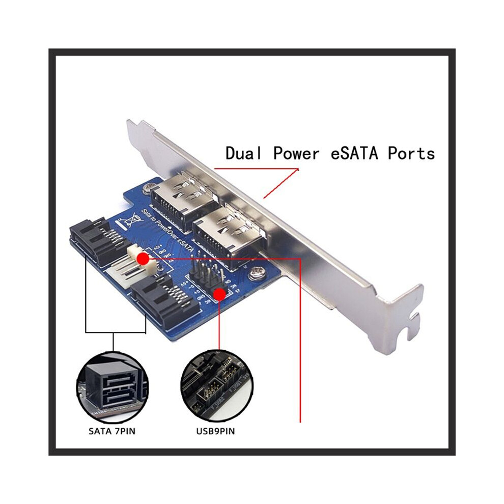 2X Desktop Computer Dual Port To Power Esata Esatap 9Pin To Usb 2.0 Converter Expansion Rear Bracket Card 6031002806356