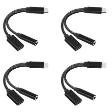 4X Type C to 3.5mm Charge Audio Adapter 2 in 1 USB C Splitter Headphone AUX Audio Cable for Smartphone Splitter