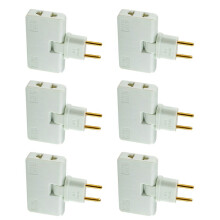 6X Rotate EU Plug Converter 3 in 1 Rotatable Outlet Extender 180 Degree Extension Plug Multi Plug,White