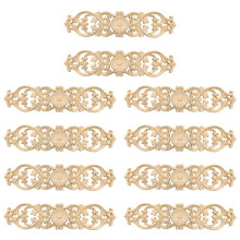 10pcs 40Cmx10Cm Woodcarving Decals Carved Corner Flower Home Decoration Cabinet Door Bed Patch Onlay Wood Applique