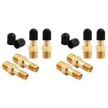 8 Set Gold 1/8 Schrader Valve, Metal 1/8 Tank Valve, Brass Pipe with Air Compressor Tank with Sealing Caps