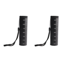2X Wekelijkse Stapelbare Pillenorganizer voor op Reis, Metalen Pillendoosje, Medicijndoos voor 7 Dagen, Waterdichte Pillendoos, Zwart